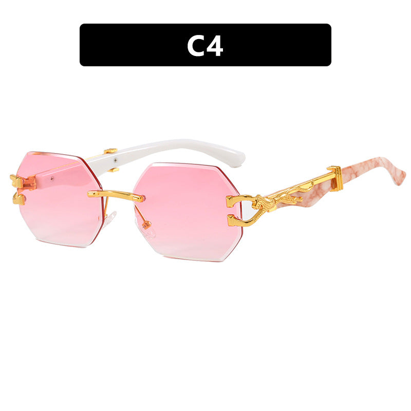 Leopard Head Frameless Polygon Irregular Trimming Ins Internet Celebrity Street Photography Sunglasses