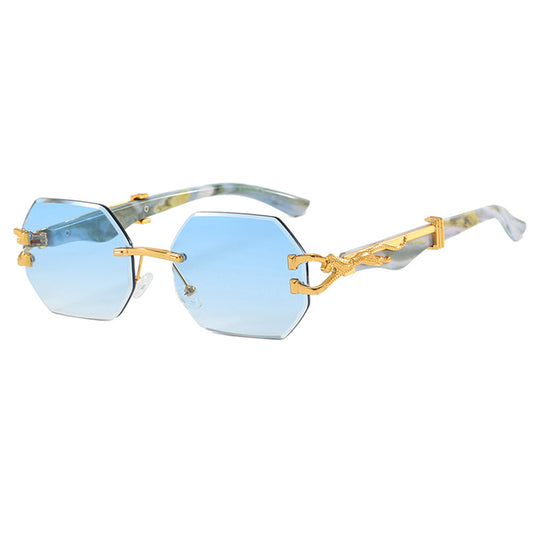 Leopard Head Frameless Polygon Irregular Trimming Ins Internet Celebrity Street Photography Sunglasses