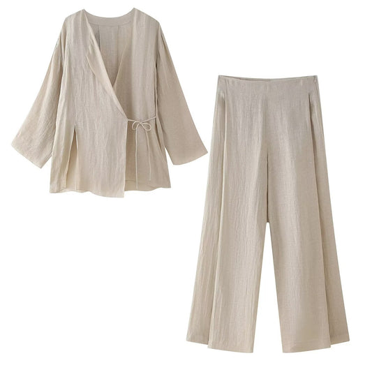 Spring new style split suit jacket wide leg pants