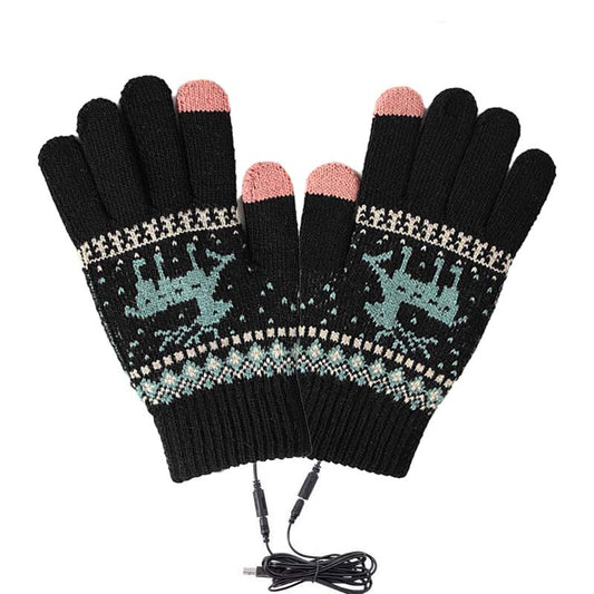 USB heated gloves for winter outdoor cycling electric charging knitted heating gloves touch screen warm riding gloves