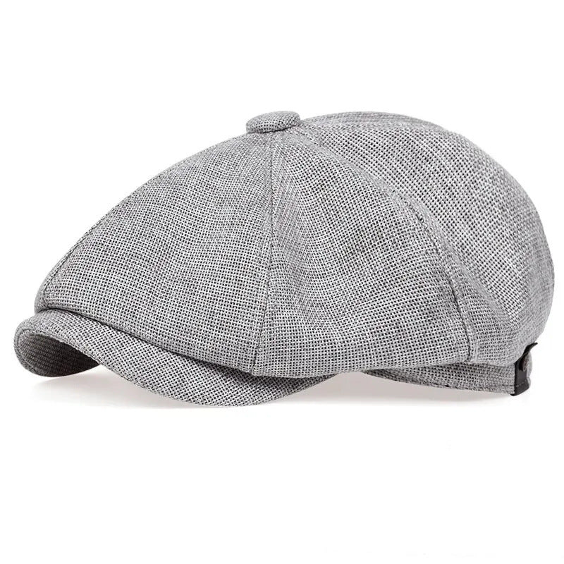 Octagonal hat men's spring and summer thin linen breathable duckbill hat men's retro beret painter hat