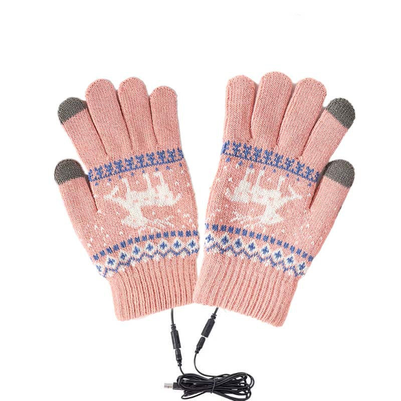 USB heated gloves for winter outdoor cycling electric charging knitted heating gloves touch screen warm riding gloves